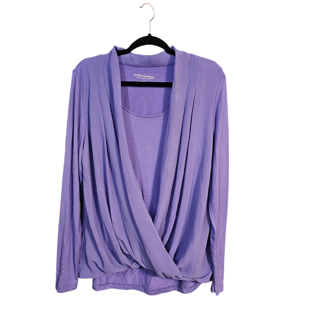 Soft Surroundings Women's  Anouk Top Blouse V Neck Stretch Soft Size XL